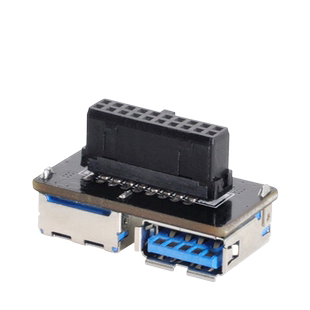 19针母口主板扩展20pin一分二port 外接转接卡USB3.0内置转接头20pin转双口转接头