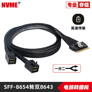 8654 内置Slimline 8643连接线 SAS4.0 74P对双SFF SFF