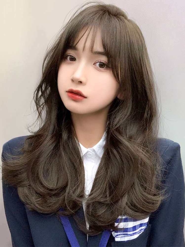 高档假发女中长发网红时尚圆脸假发卷发大波浪发型自然蓬松全头套
