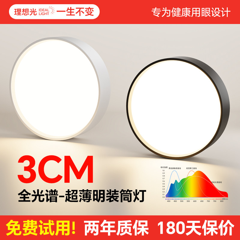 超薄明装led筒灯圆形走廊过道灯