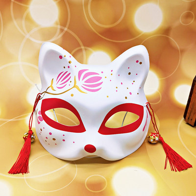 抖音爆款彩绘日式和风狐狸面具半脸儿童成人道具二次元化装舞会