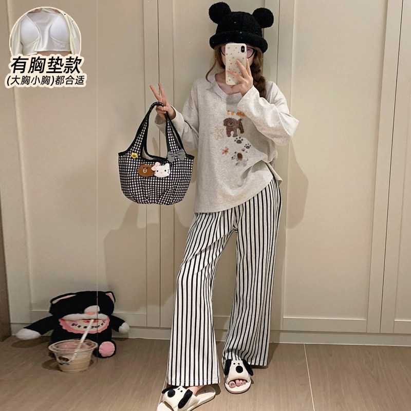 睡衣女带胸垫2026秋季新品可外穿图片