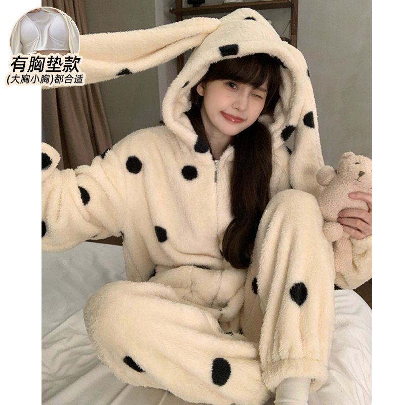 冬季睡衣女款珊瑚绒加厚保暖少女