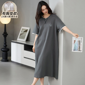 7A抗菌纯棉2026新款 200斤 过膝睡衣大码 睡裙女夏带胸垫短袖 中长款