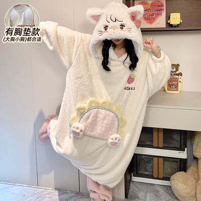 睡袍冬加厚女款睡裙加厚2025新款