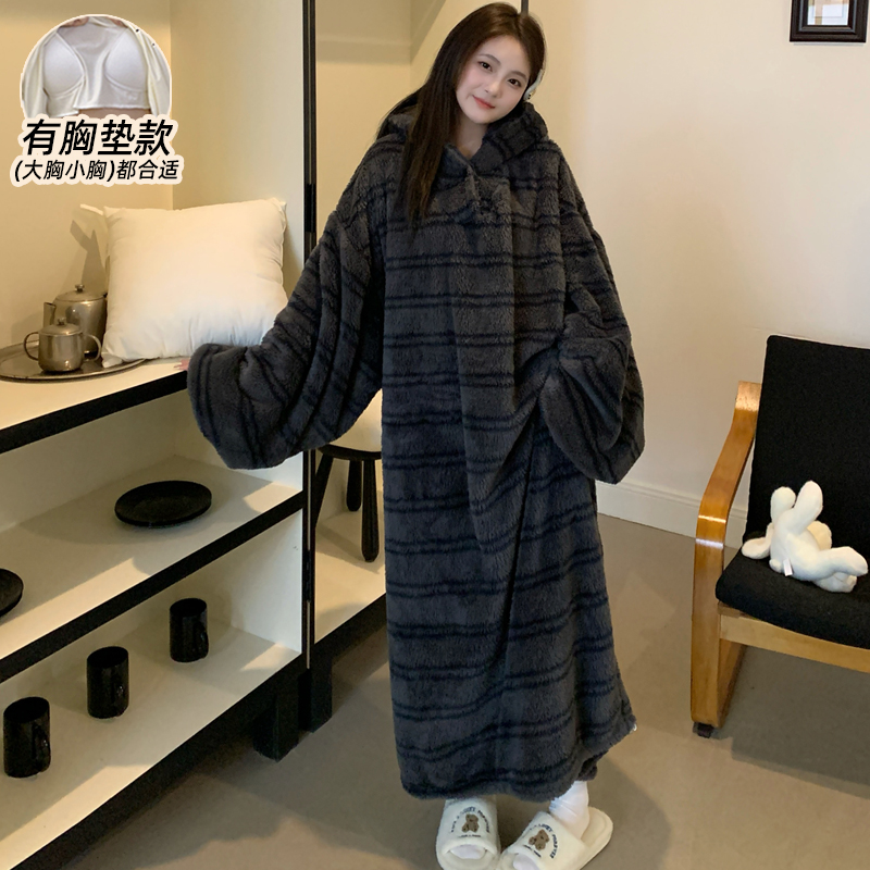 睡袍冬加厚女款睡裙浴袍2025新款