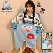纯棉短袖 小丑鱼带胸垫连体睡衣女夏季 睡裙2025新款 女生可爱可外穿