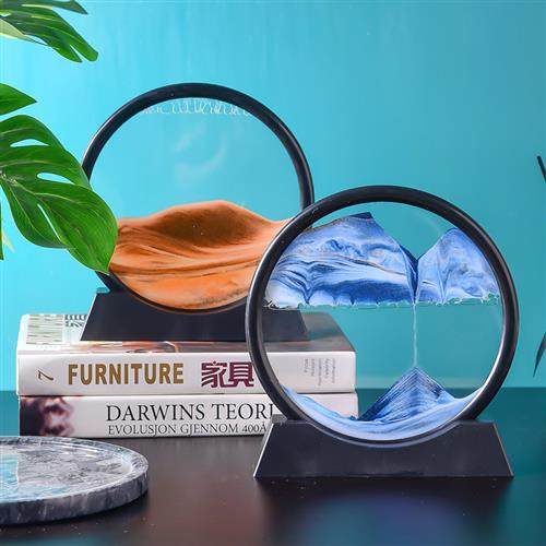 北欧简约流沙画 时尚3d沙漏玻璃流沙画客厅办公室电视柜桌面装饰