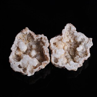 天然水晶白色玛瑙洞聚宝盆小摆件原石晶洞摆件矿物工艺品标本