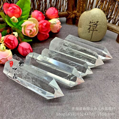 天然白水晶原石白水晶单尖柱 摆件晶体透能量柱 大量
