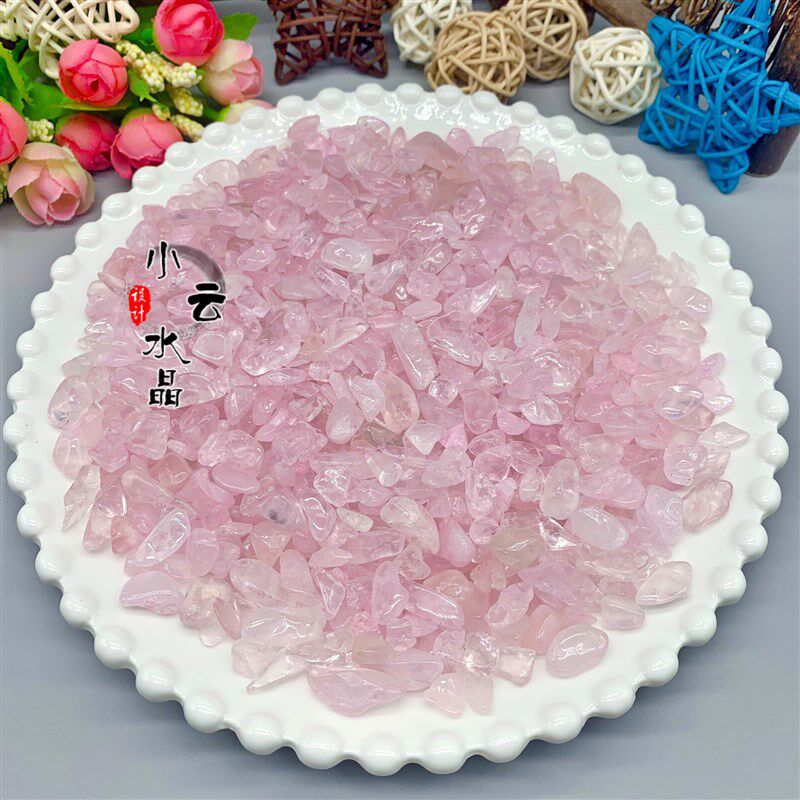 粉水晶碎石粉晶碎石芙蓉石供佛七宝摆件香薰扩香水晶石