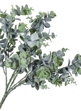 仿真植物 7头小尤加利叶绿植金钱叶 绿色仿真草居家装饰拍摄道具