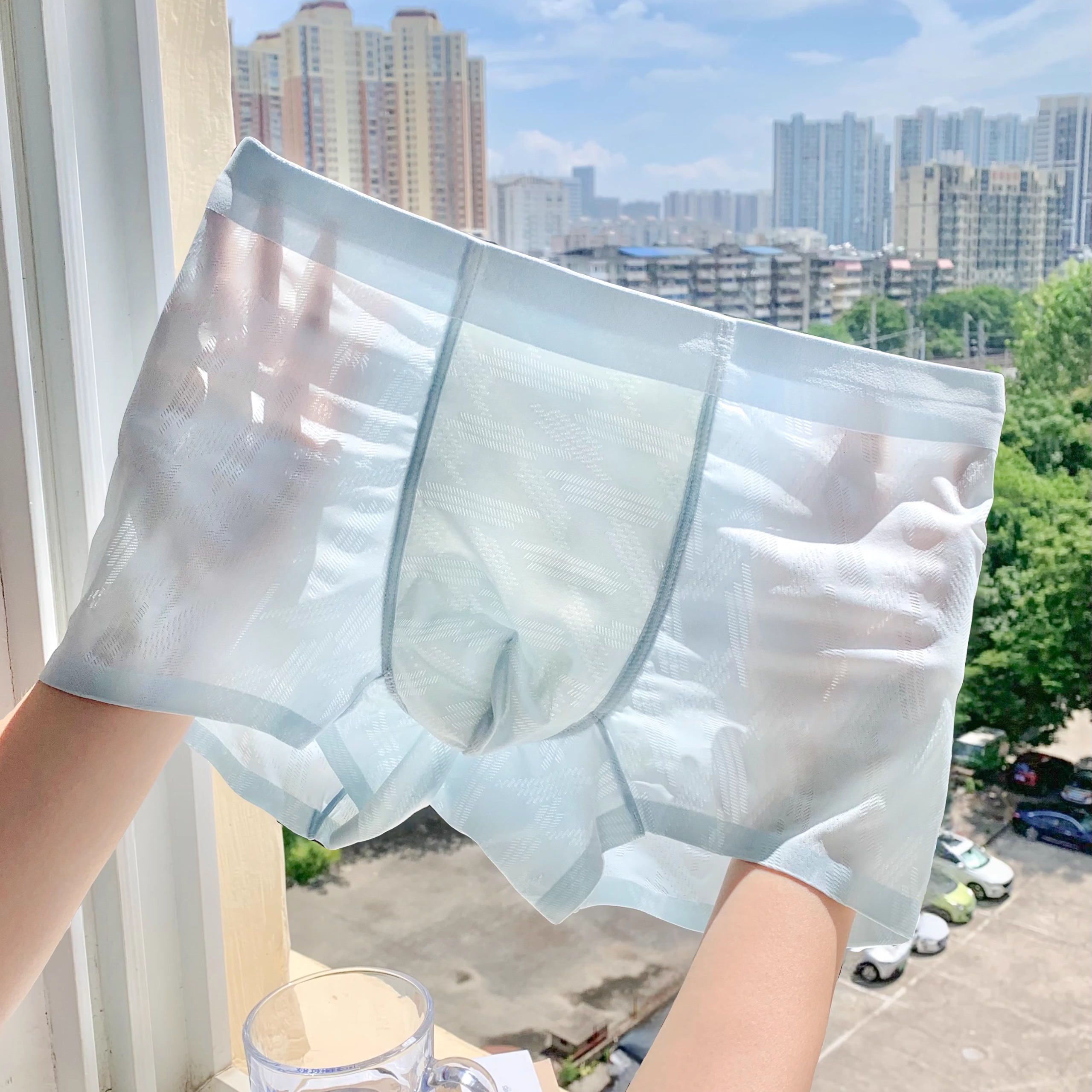 10A抑菌裸感透气无痕冰丝男裤