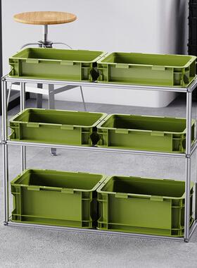 XEMO工业风铝合金置物架多层桌面整理架金属收纳架带收纳筐