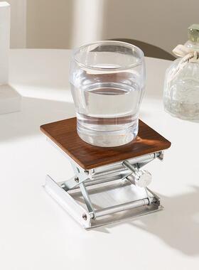 XEMO可升降增高杯垫铝合金亚克力黑胡桃桌面防烫隔热垫北欧