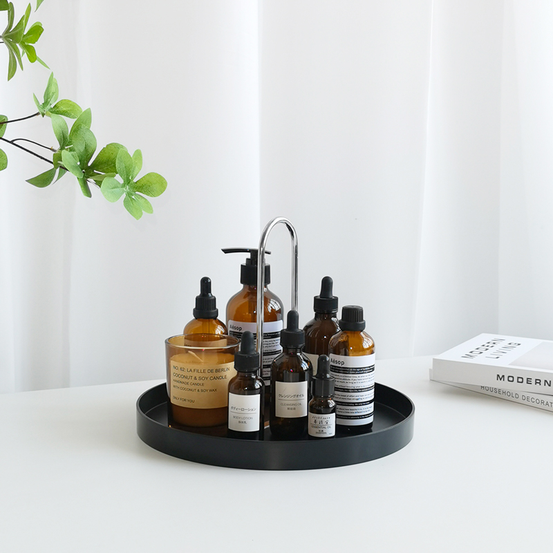 XEMO北欧ins风桌面圆形托盘U形提手杂物钥匙化妆品香水收纳