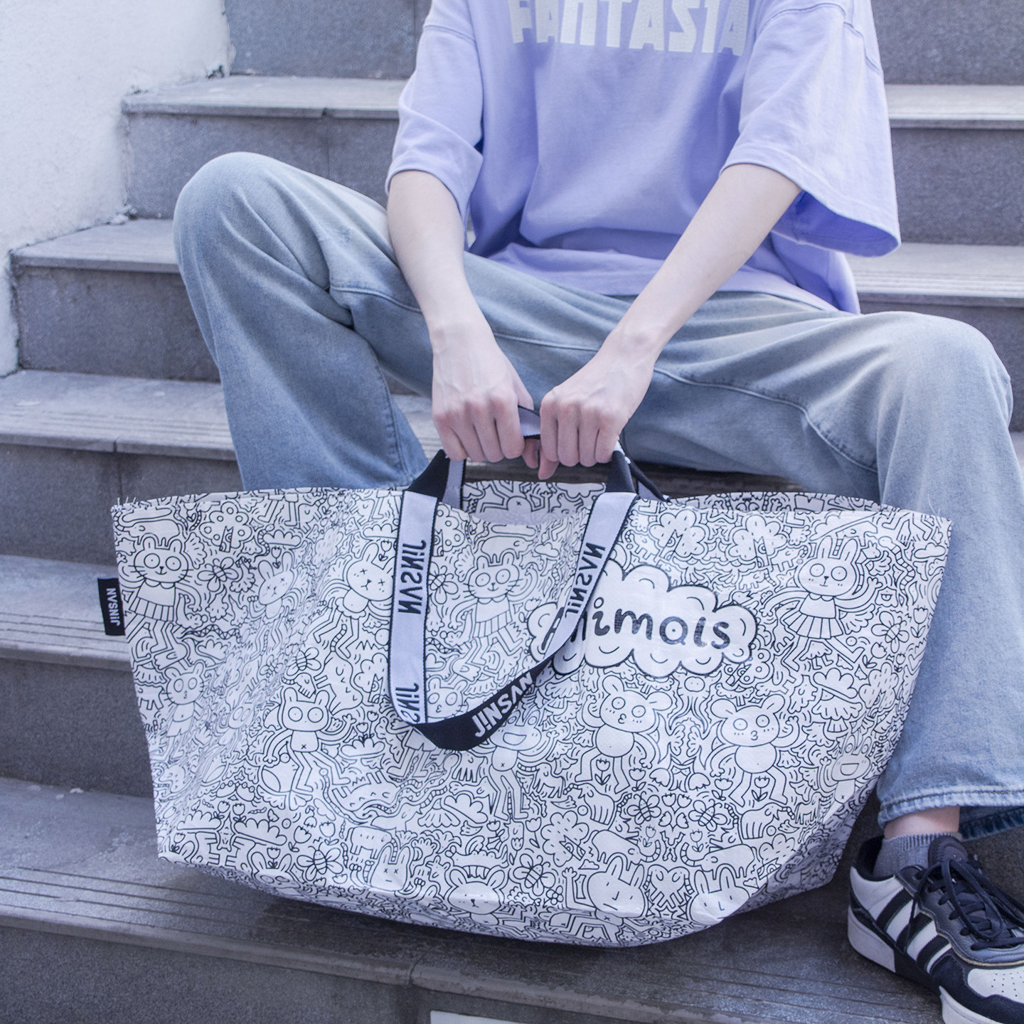 显眼包加大号塑料编织袋大容量环保手提购物袋防水玩偶包装礼品袋