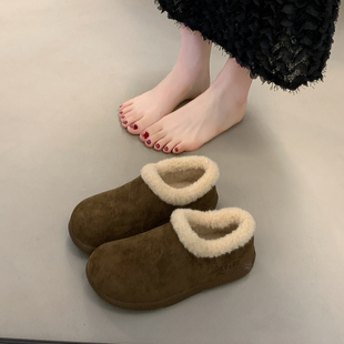 爆款毛绒勃肯鞋女2025秋冬新款棉鞋女百搭软底保暖棉鞋反绒皮单鞋