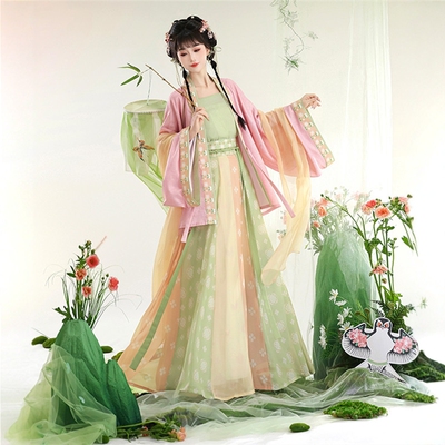 花槿轩【知春】魏晋南北朝复原风仙气汉服女褶衣齐腰破裙春季新款
