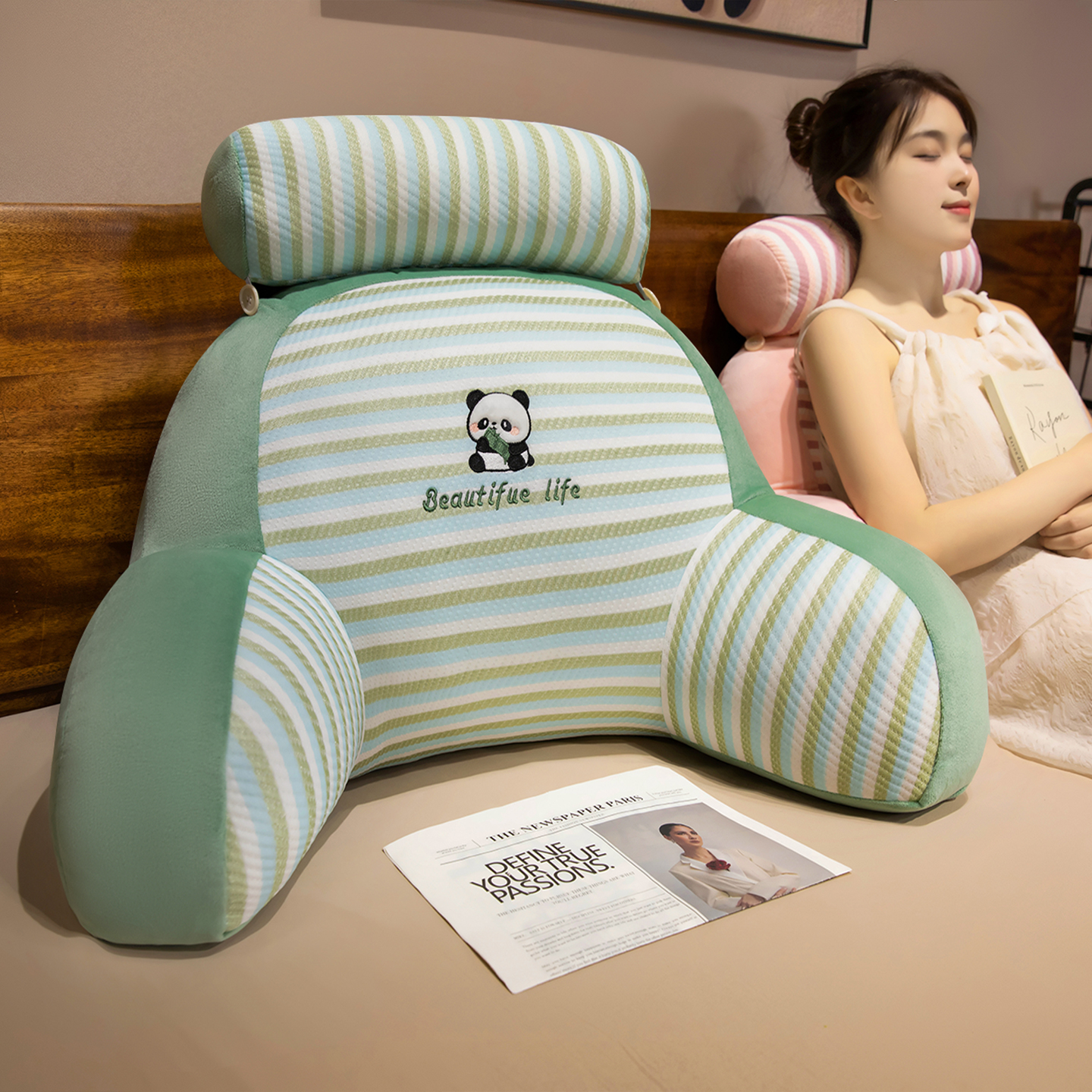 言小白床头靠垫软包护腰靠枕腰撑