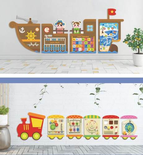 幼儿园墙面玩具走廊游戏装饰儿童早教益智认知板墙上操作蒙氏教具