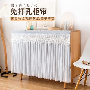 架衣柜防尘帘免打孔魔术贴杂物遮丑纱帘 柜子遮挡帘书柜帘子橱柜鞋
