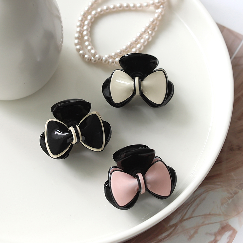 saradear韩国东大门小号黑白蝴蝶结刘海抓夹法式精致顶夹侧边发夹