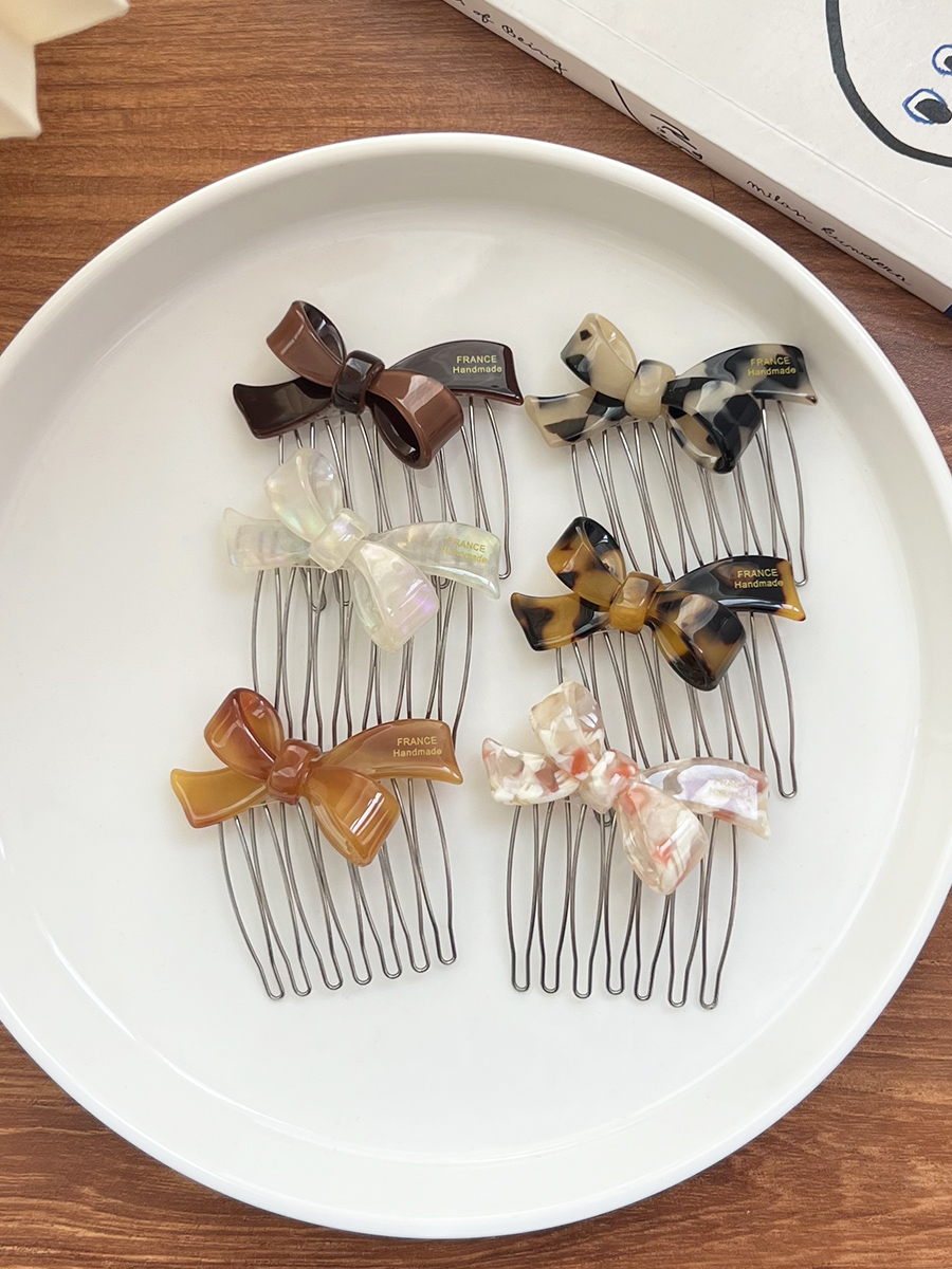 盘发蝴蝶结插梳发梳法式