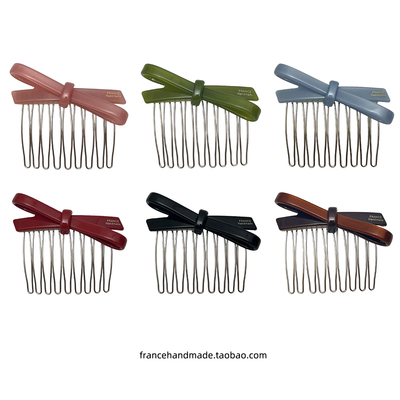 韩国France刘海碎发梳倒插梳蝴蝶结发插公主头盘发丸子头侧边发梳