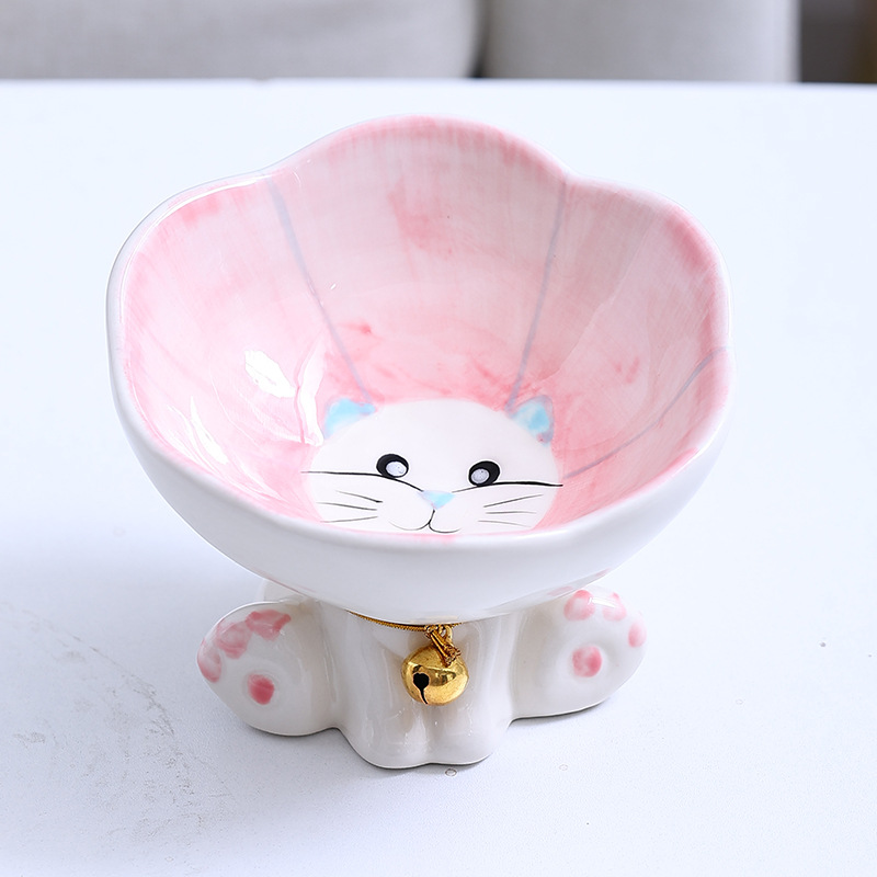 猫碗陶瓷宠物碗大口径猫粮碗狗狗食盆防打翻保护颈椎幼猫双碗水碗