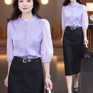 女短款 百搭七分袖 衬衫 上衣X 中袖 下单立减20 2025春夏新款