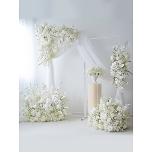 欧式纯白色满天星婚礼装饰花艺 仿真假花舞台背景户外活动仪式花