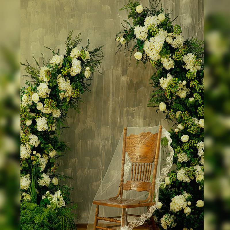 森系牛角拱门花艺套装 定制仿真植物假花园艺布置店面橱窗活动花