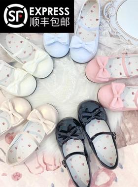 甜心结原创可爱百搭蝴蝶结lo鞋圆头平底鞋Lolita软底单鞋学生鞋子