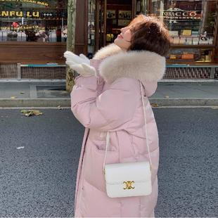 明摩长款羽绒服2024冬时尚加厚连帽保暖过膝亮世秋外套官方旗舰店