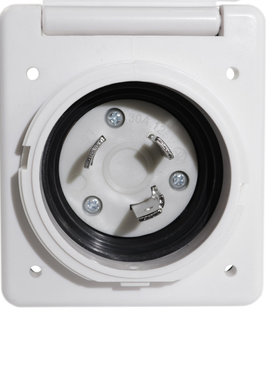 美式房车适用带盖电源插座30A 引脚扭转锁连接125V 白色带防水盖