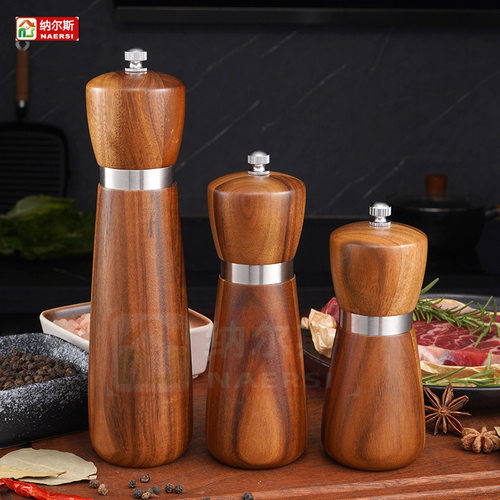 钢圈研磨器 相思木胡椒磨 陶瓷芯手动胡椒研磨器BBQ烧烤工具组套