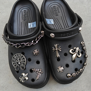 Mkop洞洞鞋配饰高级感鞋扣配件金属复古做旧鞋花适配Crocs/Cross