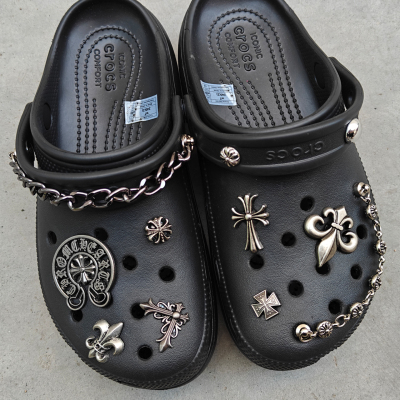 Mkop洞洞鞋配饰高级感鞋扣配件金属复古做旧鞋花适配Crocs/Cross