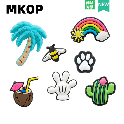 Mkop洞洞鞋配饰蜜蜂仙人掌鞋花