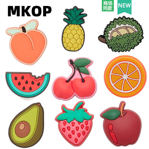 Mkop洞洞鞋配饰苹果橘子鞋花
