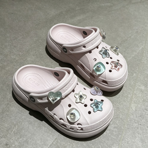 MKOP洞洞鞋配饰高级感鞋扣配件冰透珠光钻饰鞋花适配Cross/Crocs