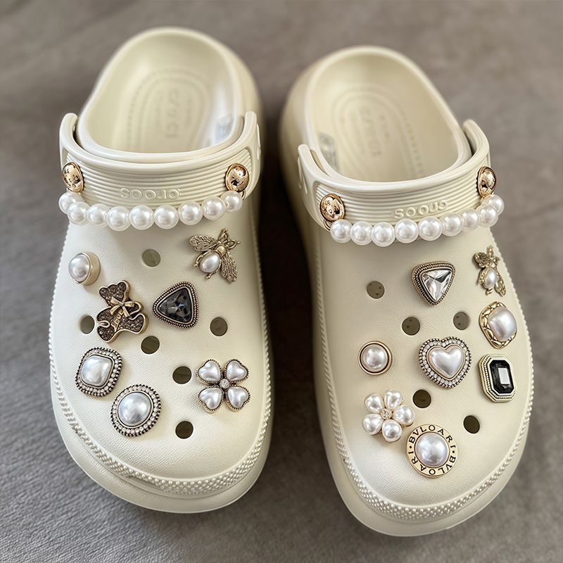 Mkop洞洞鞋配饰高级感diy鞋扣配件巴洛克金属鞋花适配Crocs/Cross