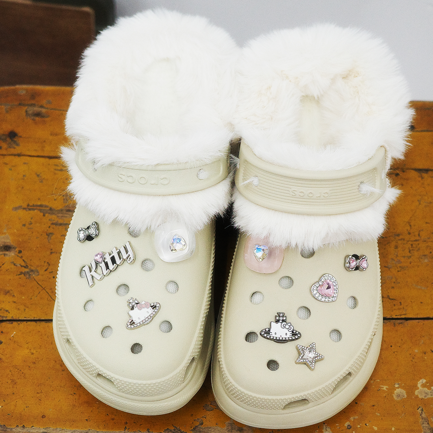 Mkop洞洞鞋内胆毛绒鞋套棉适配厨师鞋卡骆驰Cross/Crocs云朵泡芙