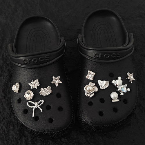 Mkop洞洞鞋配饰鞋扣配件小熊花朵钻石鞋花装饰扣适配Cross/Crocs