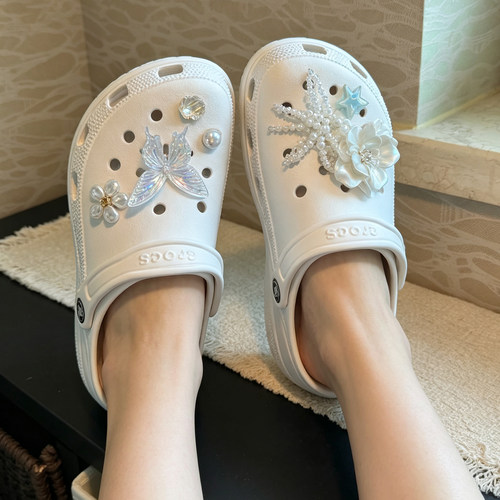 MKOP洞洞鞋配饰高级感鞋扣配件仙气贝壳花朵鞋花适配Cross/Crocs