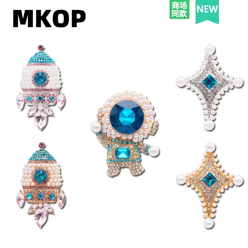 Mkop洞洞鞋配饰金属太空人鞋花