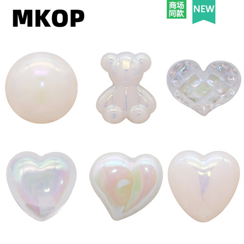 Mkop洞洞鞋配饰仿贝珍珠爱心鞋花