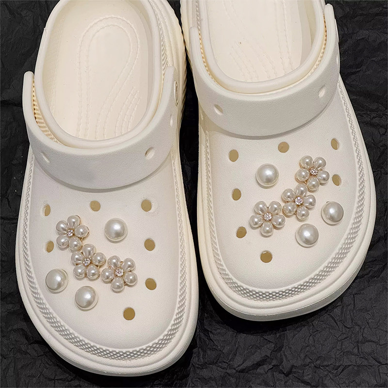 Mkop洞洞鞋配饰高级感鞋扣配件珍珠花含苞鞋花适配Crocs/Cross图片