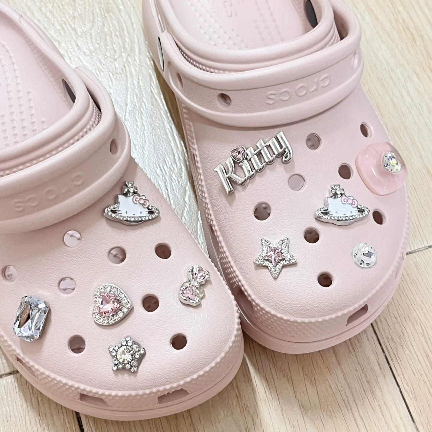 Mkop洞洞鞋配饰高级感鞋扣配件金属猫咪钻石鞋花适配Crocs/Cross图片